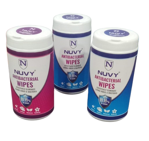 NUVY Canister Antibacterial Wet Wipes with Easy-Pull Lock Lid | Pop-Up Tissue Dispenser | Fresh & Cool Perfumed Wet Wipes | Ideal for Home, Office, Car Use - 50wipes