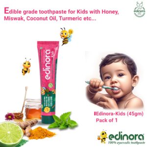 EDINORA KIDS toothpaste 45g| EDIBLE TOOTHPASTE | NO SLS | NO PARABENS | NO SULPHATES | NON FOAMING