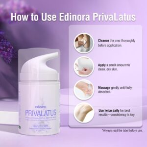 Edinora Privalatus Natural Private areas Skin Whitening Cream | Underarm Brightening and Soothening Cream | Enriched with Vitamin E, Niacinamide, Shea Butter | For Men & Women | Lavender | 50g